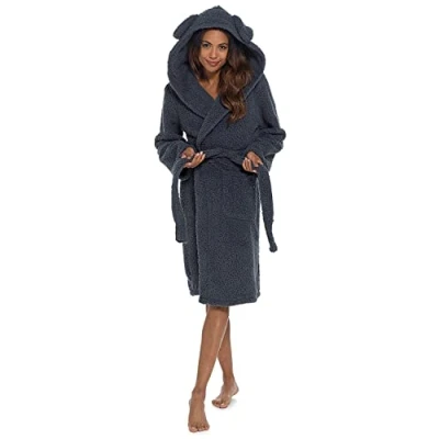 Image of Undercover Ladies Dog Fleece Dressing Gown LN1674 Charcoal 16 18