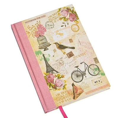 Image of The Home Fusion Company Girls Vintage Bird Cage Shabby Chic Style A5 Hard Cover Notebook Gift School