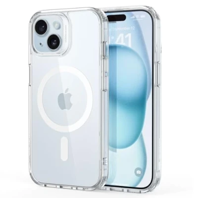 Image of ESR for iPhone 15 Plus Case, Compatible with MagSafe, Military Grade Protection, Yellowing Resistant, Scratch Resistant Back, Magnetic Phone Case Plus, Classic Series, Clear