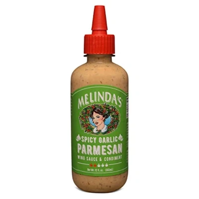 Image of Melinda’s Spicy Garlic Parmesan Wing Sauce Craft with Habanero Peppers, Cheese, Fresh Perfect for Buffalo Wings, Pizza, Pasta 12oz, 1 Pack