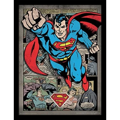 Image of DC Comics FP11320P PL Superman 30 X 40 cm &quot;Comic Montage&quot; Framed Print