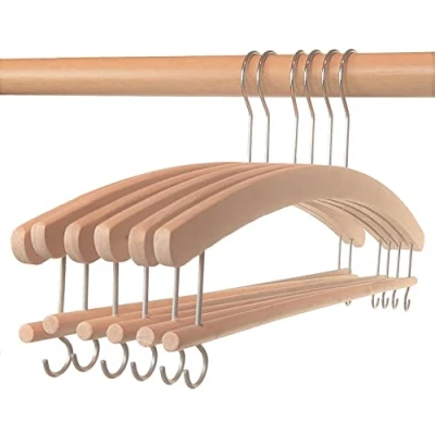 Image of HAGSPIEL Pack of 20 Beech Wood Single Hangers Raw with Bar Length 42 cm