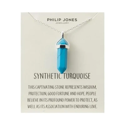 Image of Philip Jones Synthetic Turquoise Gemstone Necklace with Quote Card