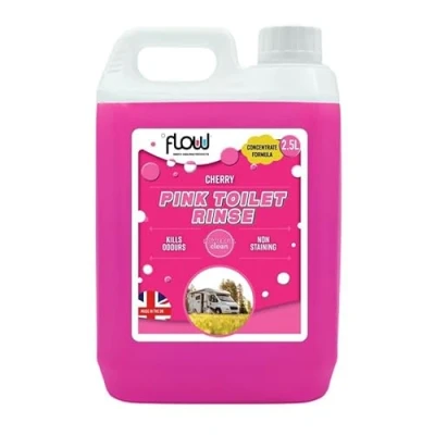 Image of Flow Pink Chemical Motorhome &amp; Caravan WC Toilet Rinse Cleaner Biodegradable Formaldehyde Free Cleaning Formulation Disinfectant Fresh Fragrance (2.5 Litre)