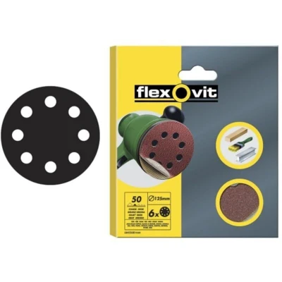 Image of Flexovit Hook &amp; Loop Sanding Disc 125mm Coarse 50G (Pack 15)