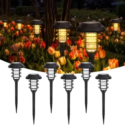 Image of EXTRASTAR Solar Outdoor Garden Lights, LED Powered Pathway Light, IP44 Waterproof Auto On/Off for Garden, Ground, Path, Yard, Landscape, Pack of 6 (Warm White)