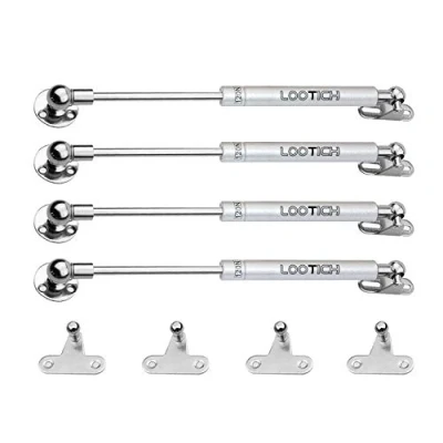 Image of LOOTICH 120N Whole Steel Automatic Lid Stay Kitchen Cabinet Cupboard Wardrobe Door Toy Box Hydraulic Spring Gas Strut Piston Soft Opening Hinges for Flap Fittings Pack of 4