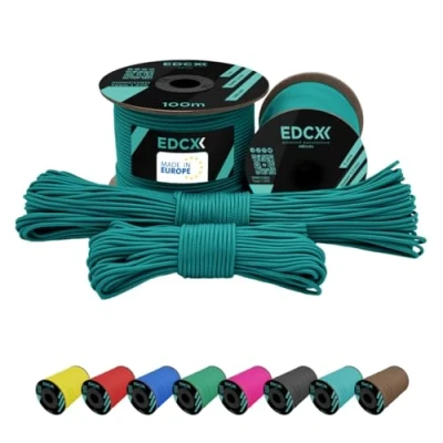 Image of EdcX 2 mm Nylon Paracord 275 (15, 30, 50 and 100 m) 100% rope, 3 Strand cord, cord in Many Colours (Emerald Green, 15