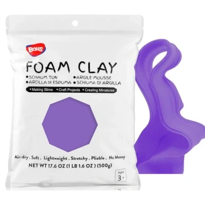 Image of BOHS Violet Modeling Foam Clay Squishy,Soft, Air Dry for School Project,Cosplay,Fake Bake, Slime Supplies 1.1 Lbs/ 500 Grams