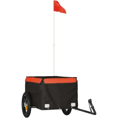 Image of vidaXL Bike Trailer Black and Orange 30 kg Iron