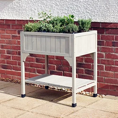 Image of feel good Raised Herb Planter Wooden Box Bed Container for Herbs 8 Lined Sections, Solid Wood Frame