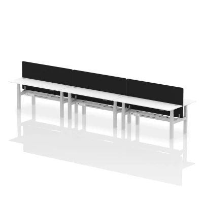 Image of Air B2B 1800x600mm Adjustable 6P Bench Desk CP White/Silver + Screen