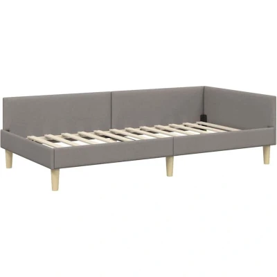 Image of vidaXL Corner Bed Frame Taupe 80 x 200 cm Fabric and Engineered wood