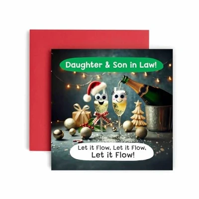 Image of Huxters Christmas Cards for Women Let it Flow Daughter and Son In Law Happy Card Funny (Daughter Law)