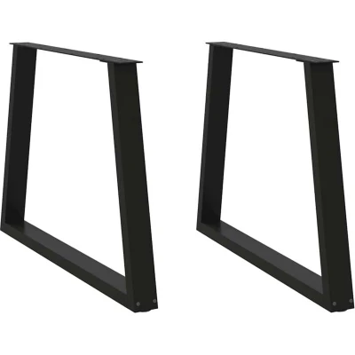 Image of vidaXL Dining Table Legs V Shape Pair Adjustable Black Steel Modern Design for Living, Dining, Office