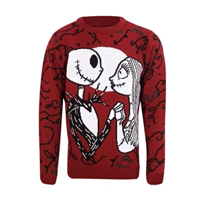 Image of Heroes Inc. Nightmare Before Christmas Jumper Jack And Sally Official Unisex Ugly Sweater Size S