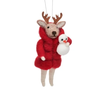 Image of Reindeer In Puffer Jacket Hanging Decoration