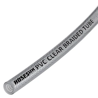 Image of 5mm (3/16&quot;) ID PVC Clear Reinforced Braided Air, Water, Oil, Gas, Food Flexible Plastic Hose Tube 16 Metres