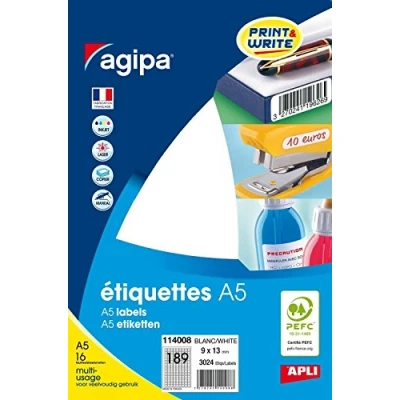 Image of agipa 3270241140149 Universal Labels 9 x 13 MM White 3270241140088