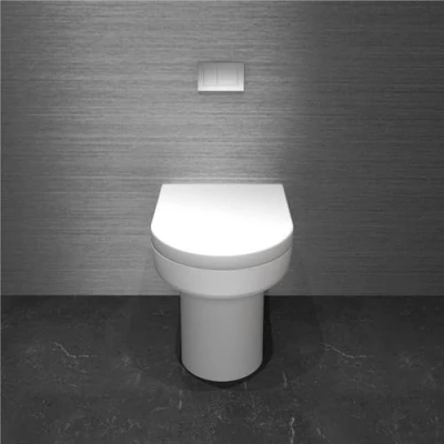 Image of Acezanble Bathroom BTW Modern Round Ceramic Toilet Pan &amp; Soft Close Seat WC Back to Wall