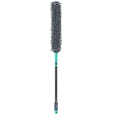 Image of JVL 20 065GY Flexible Chenille Head Duster with Extendable Handle, Grey/Turquoise,
