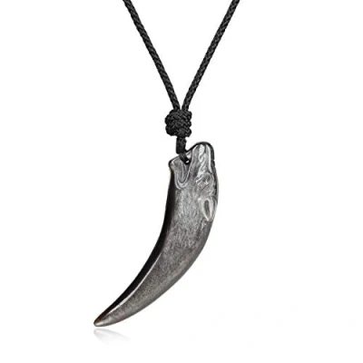 Image of COAI Viking Jewelry Healing Crystal Silver Sheen Obsidian Stone Necklace