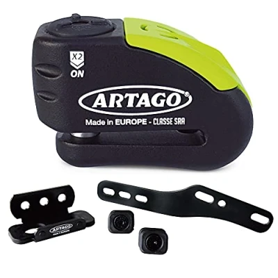 Image of Artago 30X3 Pack Anti Theft Disc Lock with Alarm 120db High Security + Bracket for Kawasaki Z900, SRA Approved and Sold Secure Gold