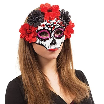 Image of Bristol Novelty EM763 Day of The Dead Mask, Colourful, Multicoloured, Standard Size