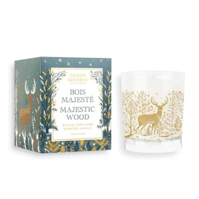 Image of Panier des Sens Spicy Wood Candle Christmas Scented Candles for The Home Unique and Thoughtful Gifts Men Made with 100% Natural Cotton Wick Women 180g