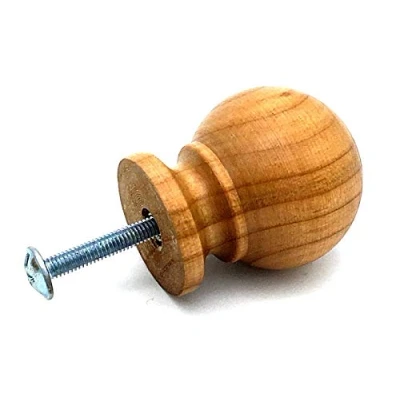 Image of 4 x Cherry KNOBS 33mm Wooden Cupboard Door Cabinet Drawer Wood knob Handle