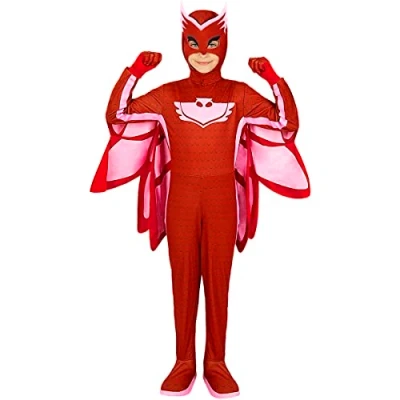 Image of Funidelia Deluxe Owlette PJ Masks Costume for girl Catboy, Owlette, Gekko Costumes kids, accessory fancy dress &amp; props Halloween, carnival parties Size 7 9 years Red