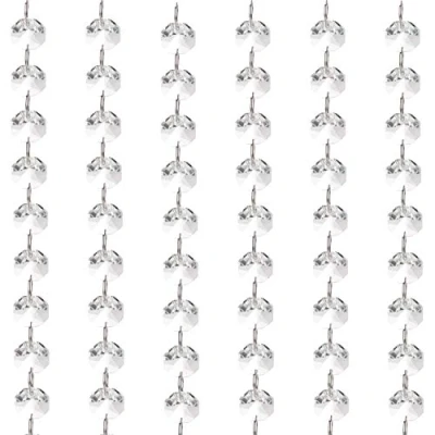 Image of Belle Vous Clear Glass Crystal Chandelier Bead Chain Garland (6 Pack) 1m/3.28 ft Strands with 1.5cm Octagon Beads for DIY Craft, Wedding/Christmas/Party Decorations, Jewellery and Lamps