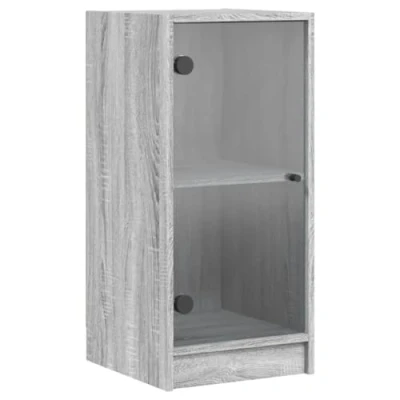 Image of vidaXL Side Cabinet with Glass Doors Grey Sonoma 35x37x75.5 cm