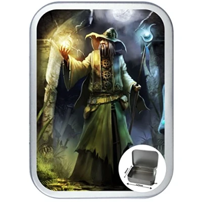 Image of TEEZ Wizard 150ml Silver Hinged Tobacco Tin, 2oz Tin