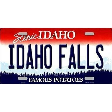 Image of Idaho Falls Background Novelty Metal License plate sign 6x12 inches