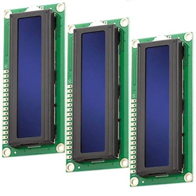 Image of AZDelivery Compatible with HD44780 1602 16x2 Serial LCD White Character Blue Backlight Display Board 3.3V 5V Arduino and Raspberry Pi Including E book! (Pack of 3)