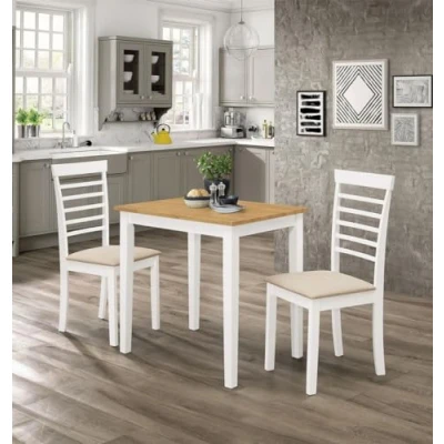 Image of Hallowood Furniture Ledbury Small White Painted Dining Table and Chairs Set 2, Solid Wooden with Padded Seats, &amp; Chairs, Room