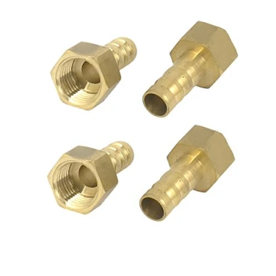 Image of sourcingmap 1/4BSP Thread 8mm Tube Dia Brass Hose Barb Coupler Outer Hexagon Connector 4pcs