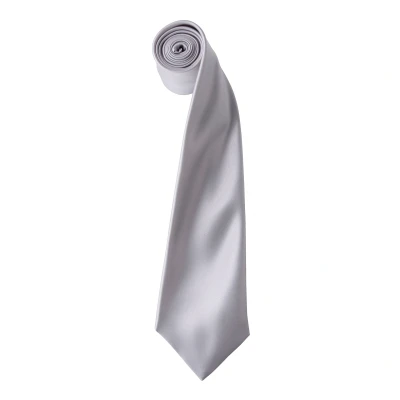 Image of Premier Mens Plain Satin Tie (Narrow Blade) (Silver Grey) One Size