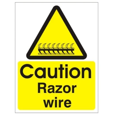 Image of Caution Razor Wire Sign 150mm x 200mm Rigid Plastic (WAG.20W RP) (1)