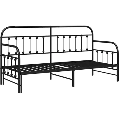 Image of vidaXL Black Daybed Frame with Trundle, 75x190 cm, Steel