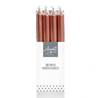 Image of Accents Unscented 25cm Rose Gold Dinner Candles Box 12