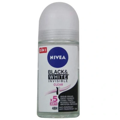 Image of Nivea Men Invisible for Black &amp; White Clear Roll On Deodorant, 50 ml