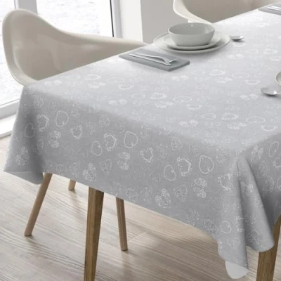 Image of Home Direct Rectangular Oilcloth PVC Wipe Clean Tablecloth Table Cover 140cm x 200cm 55x78 Light Grey, Silver