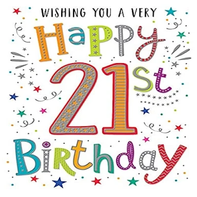 Image of Regal Publishing Modern Milestone Age Happy Birthday Card 21st 8 x 6 inches
