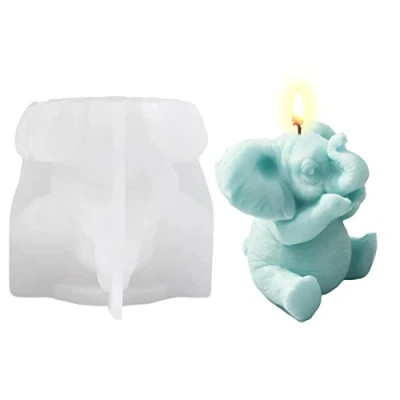 Image of Rianpesn Elephant Candle Mold 3D Cute Animal Silicone Soap Molds for Making Bar Silicon Craft Handmade
