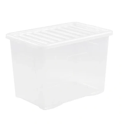 Image of Wham Crystal 10x 80 Litre Extra Strong Plastic Storage Box with Clear Lid