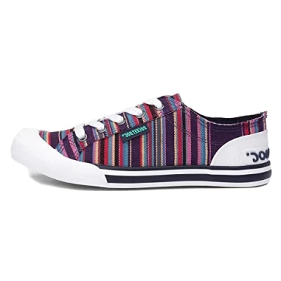 Image of Rocket Dog Women&#039;s Jazzin Trainers, Aloe Stripe Purple, 5 UK