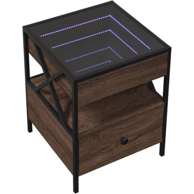 Image of vidaXL Coffee Table with Infinity LED Brown Oak 40x40x51 cm