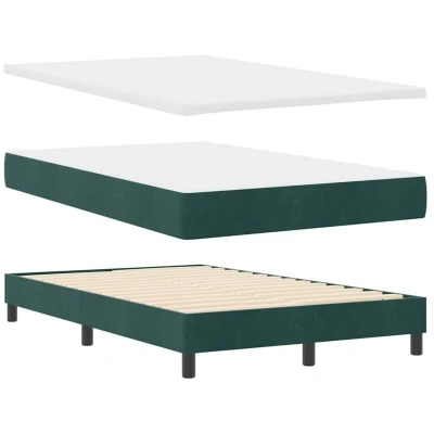 Image of vidaXL Box Spring Bed with Mattress Dark Green 120x200 cm Velvet